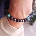 Bracelet homme perles noires