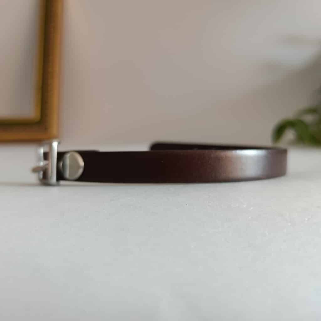 Bracelet en Cuir Noir pour Homme - Fait Main - Cuir Naturel et Véritable de Qualité - Fermoir en