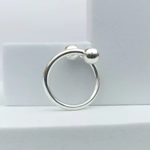 bague argent anneau ouvert avec 2 boules