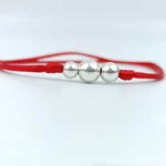 bracelet cordon rouge 3 perles argent