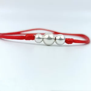 bracelet cordon rouge 3 perles argent