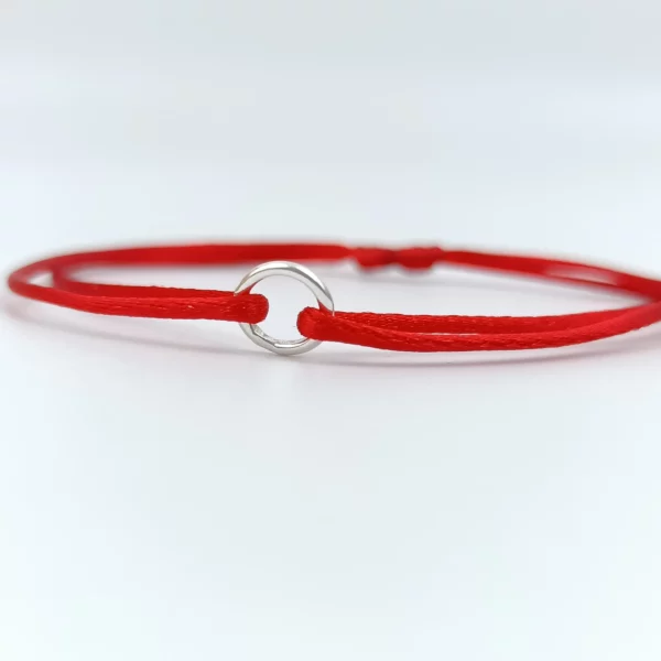 bracelet cordon rouge petit anneau argent