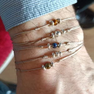 bracelets homme argent pierres porté