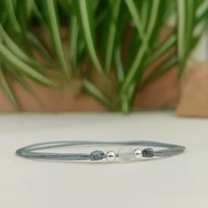 Bracelet cordon quartz rose, perle naturelle et argent 925