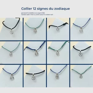 Collier signe du zodiaque avec bélière – les 12 signes du zodiaque disponibles